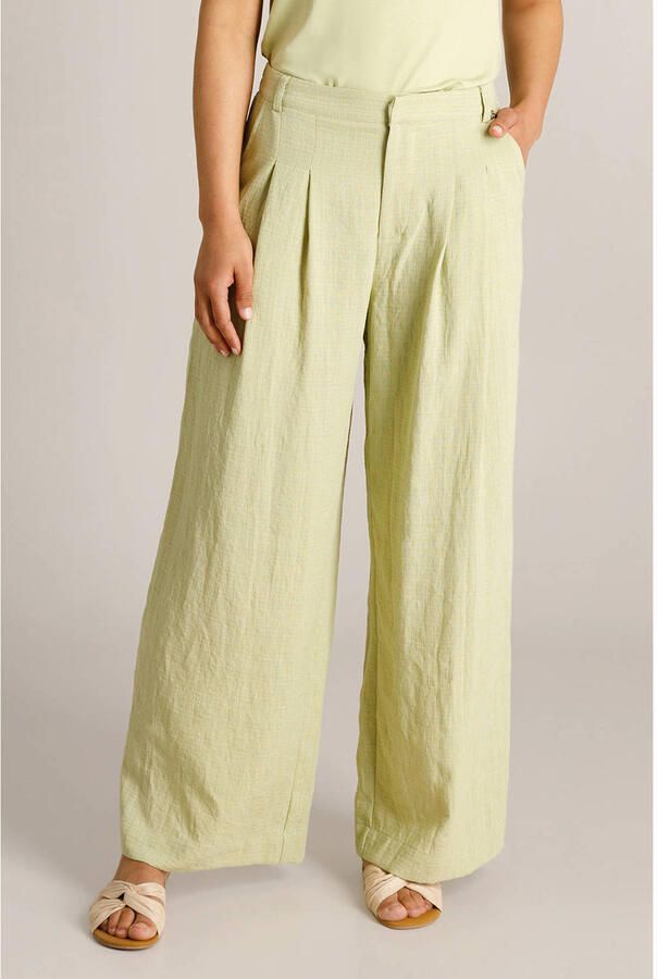 Ivy Beau wide leg regular waist broek lichtgroen