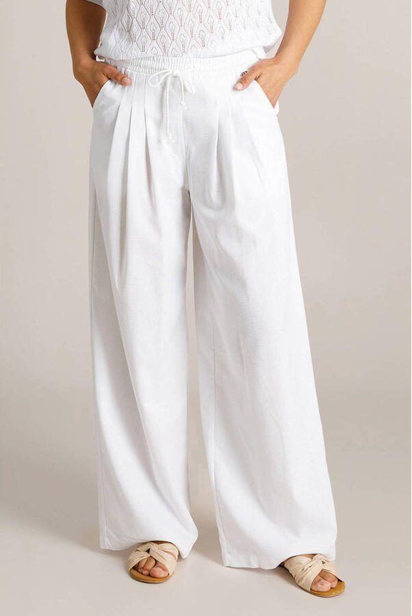 Ivy Beau wide leg regular waist broek met linnen wit