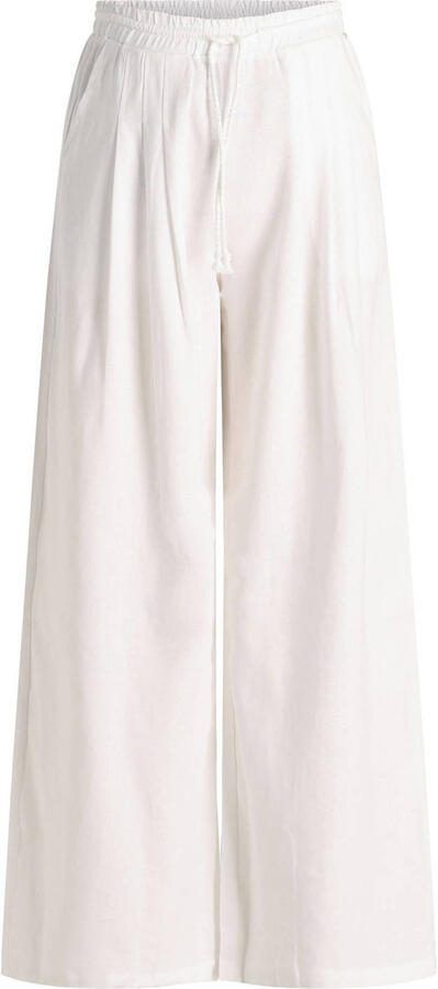 Ivy Beau wide leg regular waist broek met linnen wit - Foto 3