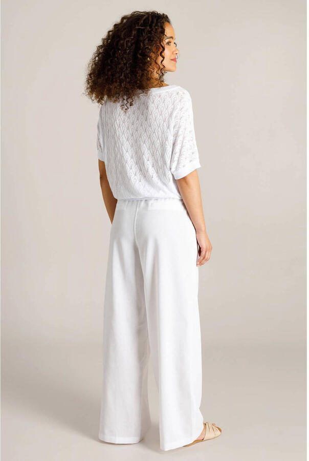 Ivy Beau wide leg regular waist broek met linnen wit - Foto 2