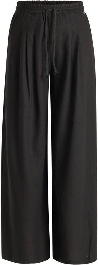 Ivy Beau wide leg regular waist broek met linnen zwart - Foto 2