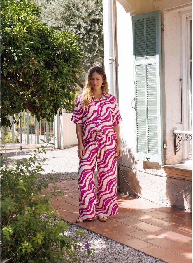 Ivy Beau wide leg regular waist broek roze - Foto 2