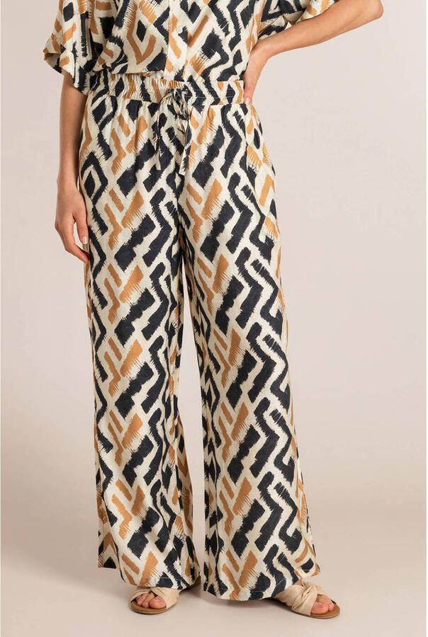 Ivy Beau wide leg regular waist broek zand