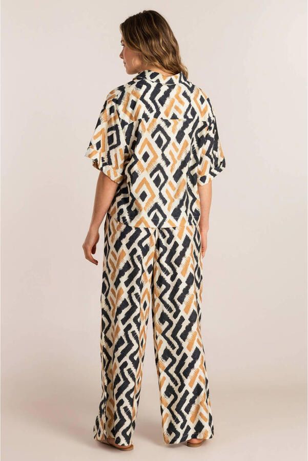 Ivy Beau wide leg regular waist broek zand - Foto 3