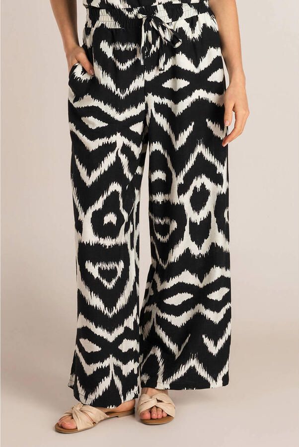Ivy Beau wide leg regular waist broek zwart