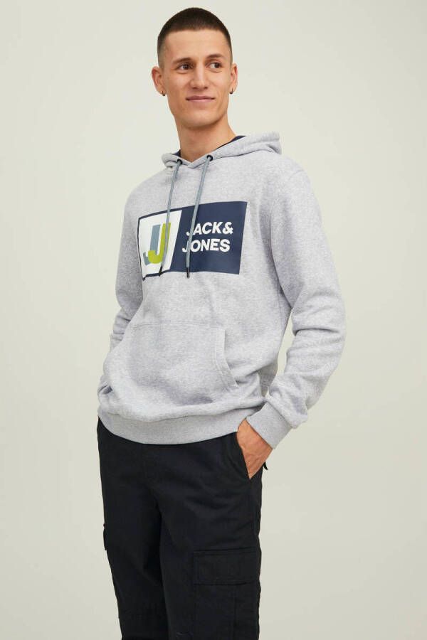 JACK & JONES CORE hoodie JCOLOGAN met logo light grey melange