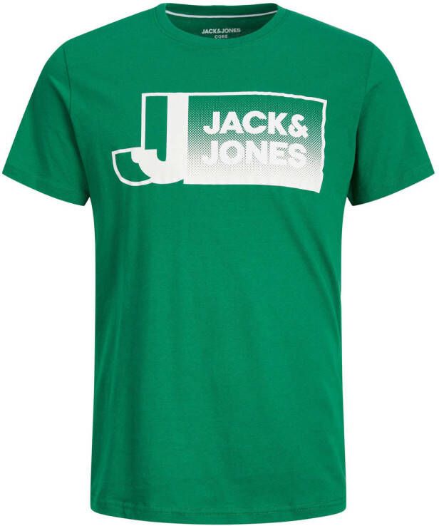 JACK & JONES CORE regular fit T-shirt JCOLOGAN met printopdruk verdant green