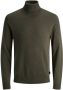 JACK & JONES ESSENTIALS fijngebreide coltrui JJEEMIL olive night - Thumbnail 1