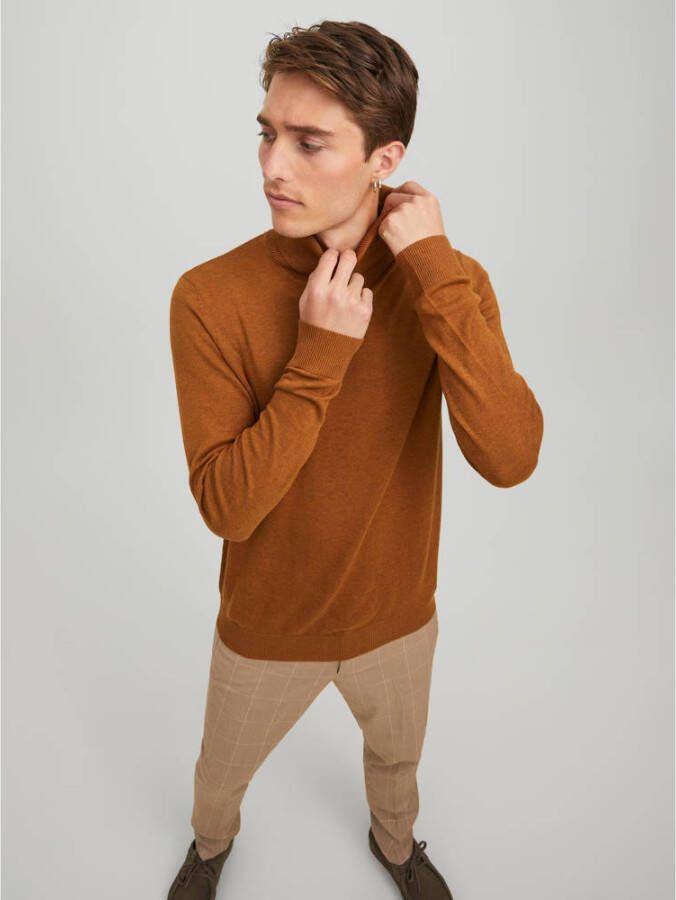 Jack & jones Jack en Jones: Jackenjones EsStials JJEemil Gebreide Roll Neck Noos Rubber | Freewear Bruin Brown Heren