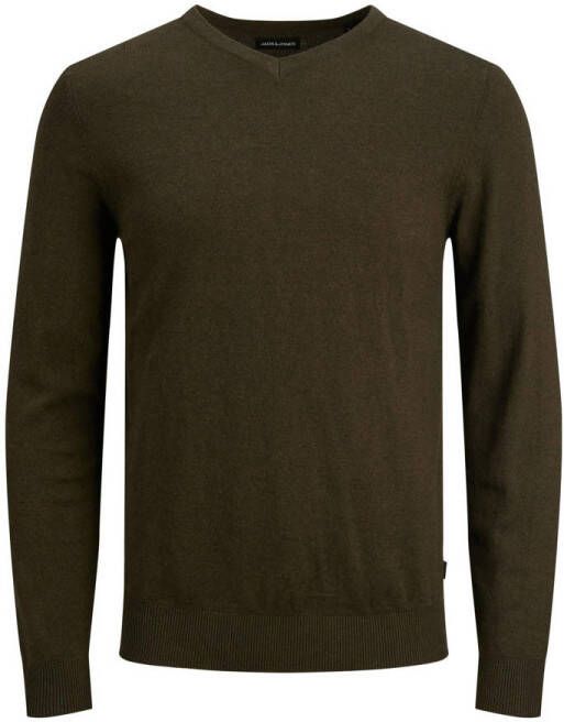 JACK & JONES ESSENTIALS gemêleerde trui JJEEMIL olive night
