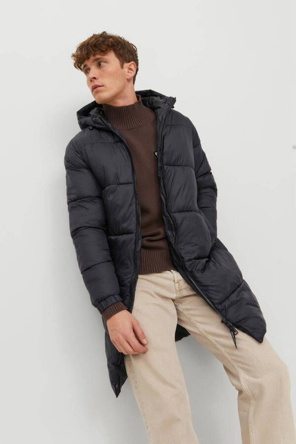 Jack & jones Gewatteerde lange jas met capuchon model 'Hero'