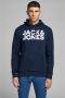 JACK & JONES ESSENTIALS hoodie JJECORP met logo marine wit - Thumbnail 1