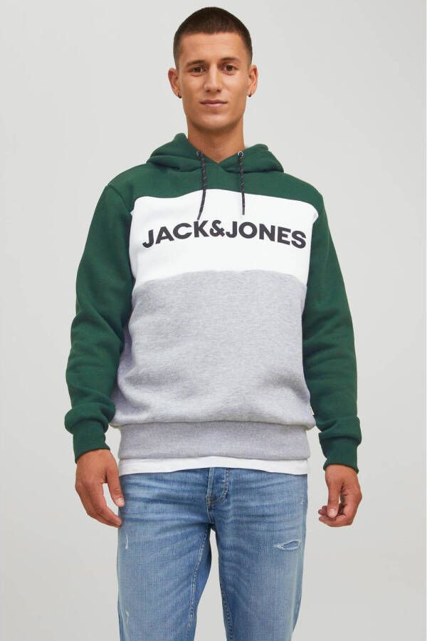 JACK & JONES ESSENTIALS hoodie JJELOGO BLOCKING met logo pine grove