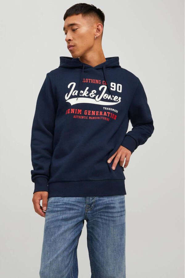 JACK & JONES ESSENTIALS hoodie met logo navy blazer
