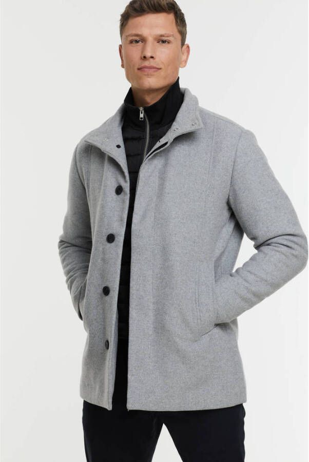 JACK & JONES ESSENTIALS jas JJEDUNHAM met wol light grey melange