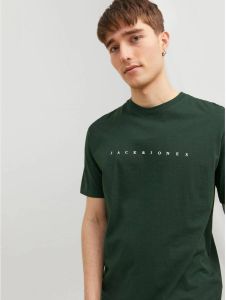 JACK & JONES ESSENTIALS regular fit T-shirt JJESTAR met printopdruk groen