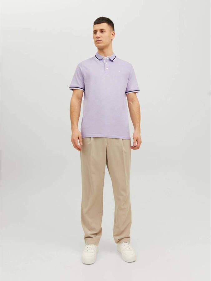 JACK & JONES ESSENTIALS slim fit polo JJEPAULOS van biologisch katoen orchid peta