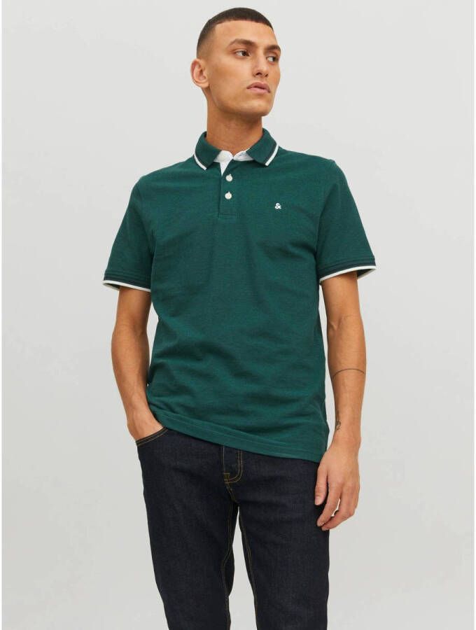 JACK & JONES ESSENTIALS slim fit polo JJEPAULOS van biologisch katoen storm