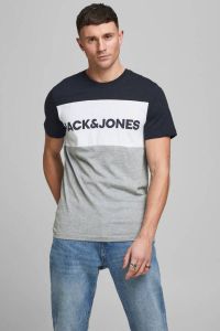 JACK & JONES ESSENTIALS slim fit T-shirt JJELOGO met logo navy blazer