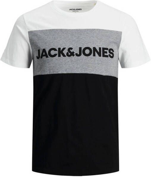 JACK & JONES ESSENTIALS slim fit T-shirt JJELOGO met logo white