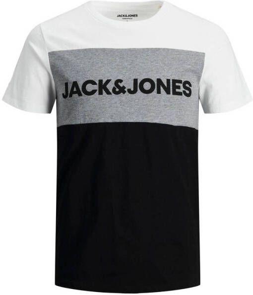 JACK & JONES ESSENTIALS slim fit T-shirt JJELOGO met logo white