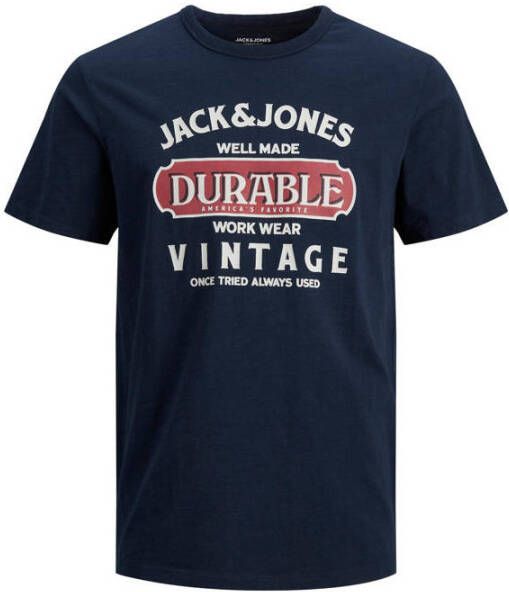 JACK & JONES ESSENTIALS T-shirt JJEDENIM met logo navy blazer