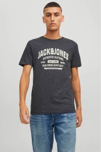 JACK & JONES ESSENTIALS T-shirt JJEJEANS met printopdruk dark grey melange