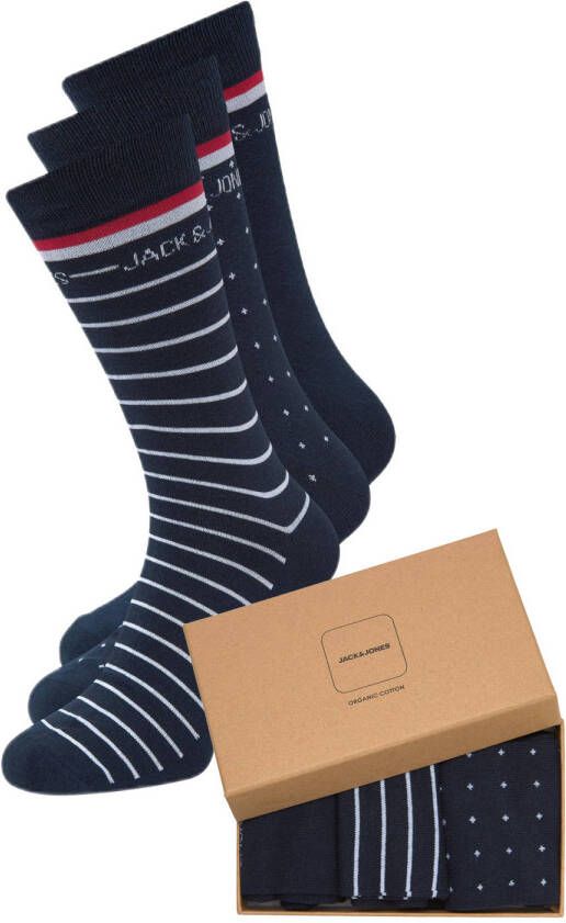 JACK & JONES giftbox sokken JACARBO set van 3 donkerblauw