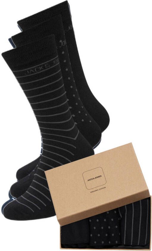 JACK & JONES giftbox sokken JACARBO set van 3 zwart