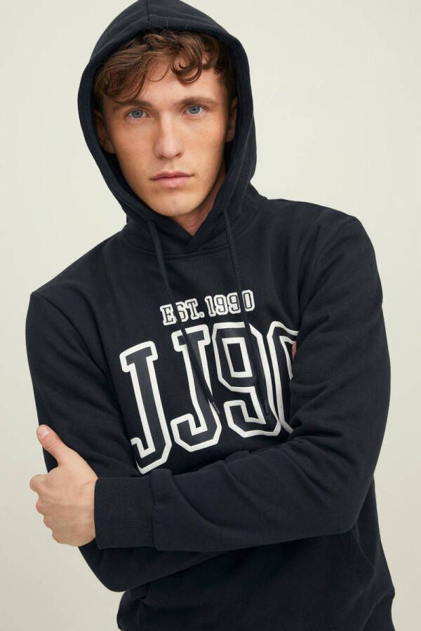 JACK & JONES hoodie JJCEMB met printopdruk black