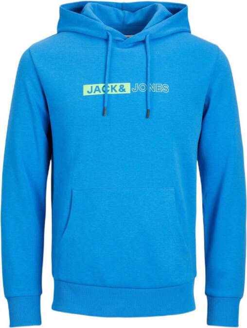 JACK & JONES hoodie JJNEO met printopdruk french blue