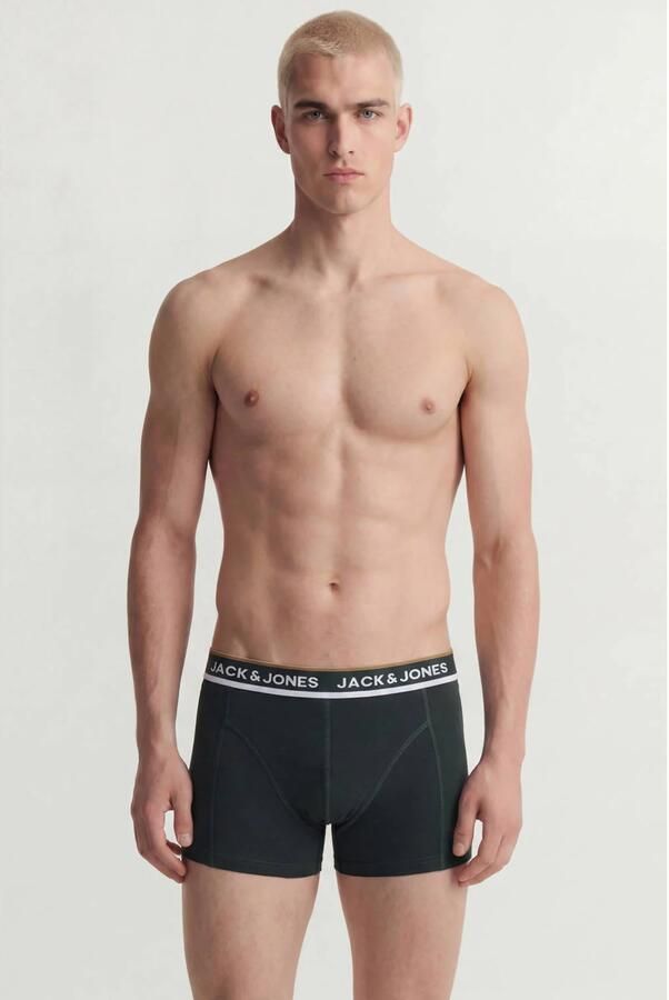 JACK & JONES ADDITIONALS boxershorts donkergroen grijs zwart (set van 3)