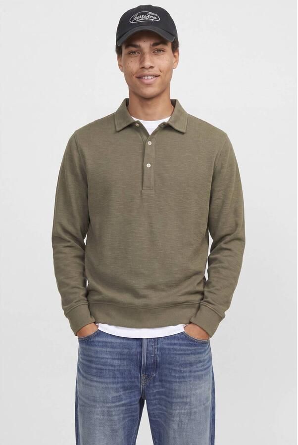 JACK & JONES AUTHENTIC relaxed fit sweater olijfgroen