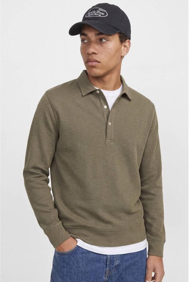 JACK & JONES AUTHENTIC relaxed fit sweater olijfgroen - Foto 2