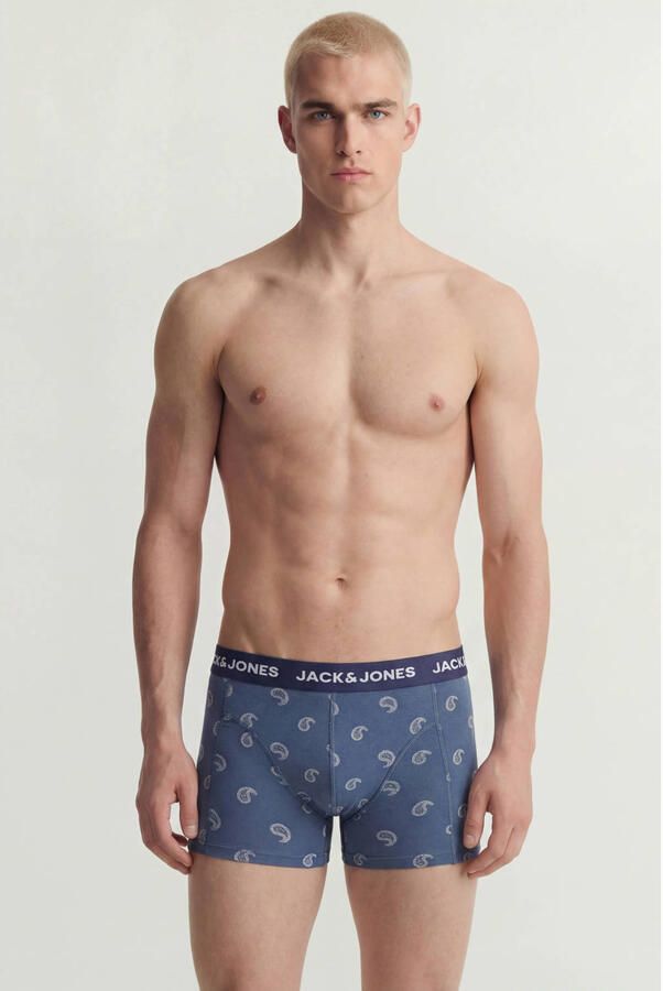 JACK & JONES boxershorts zwart blauw (set van 3)