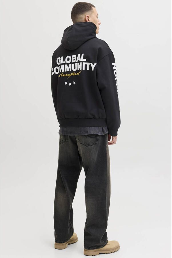 JACK & JONES CORE hoodie met backprint zwart - Foto 3