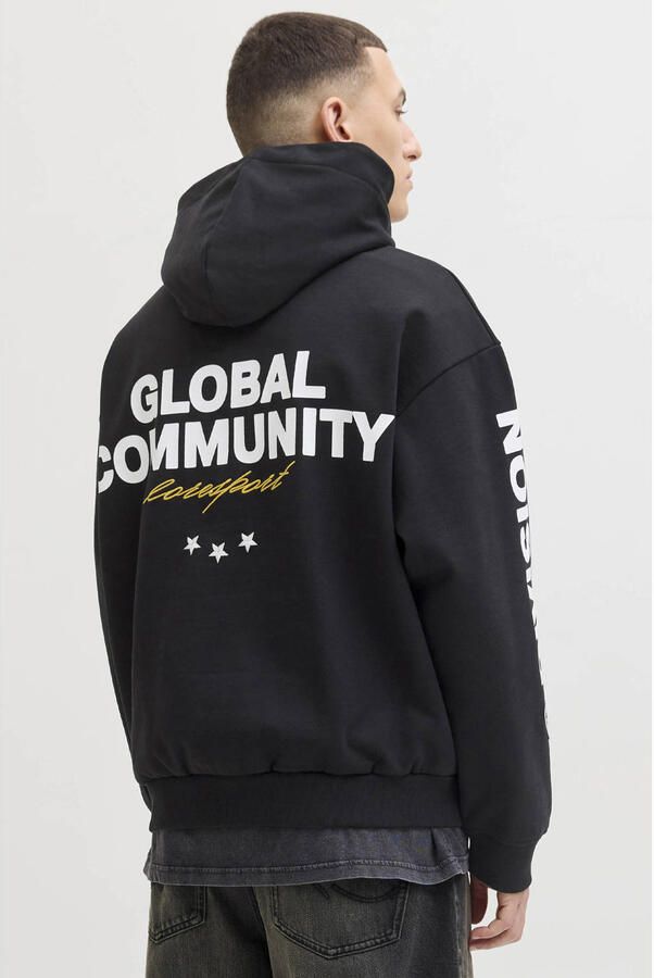 JACK & JONES CORE hoodie met backprint zwart - Foto 2