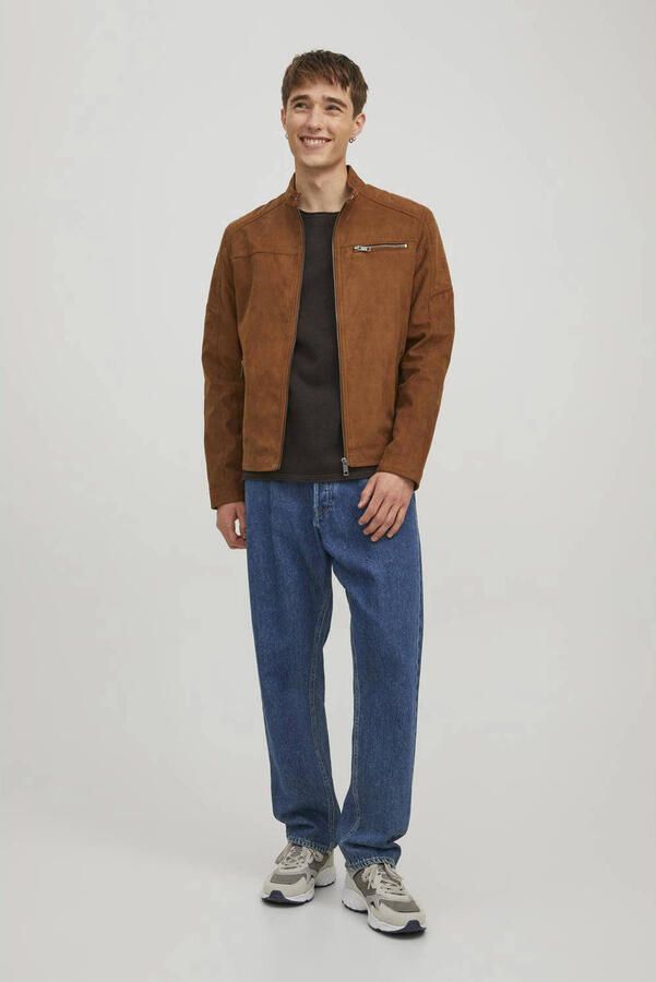 Jack & Jones Imitatieleren jack JJEROCKY in kunstlederen look met zakken met ritssluiting