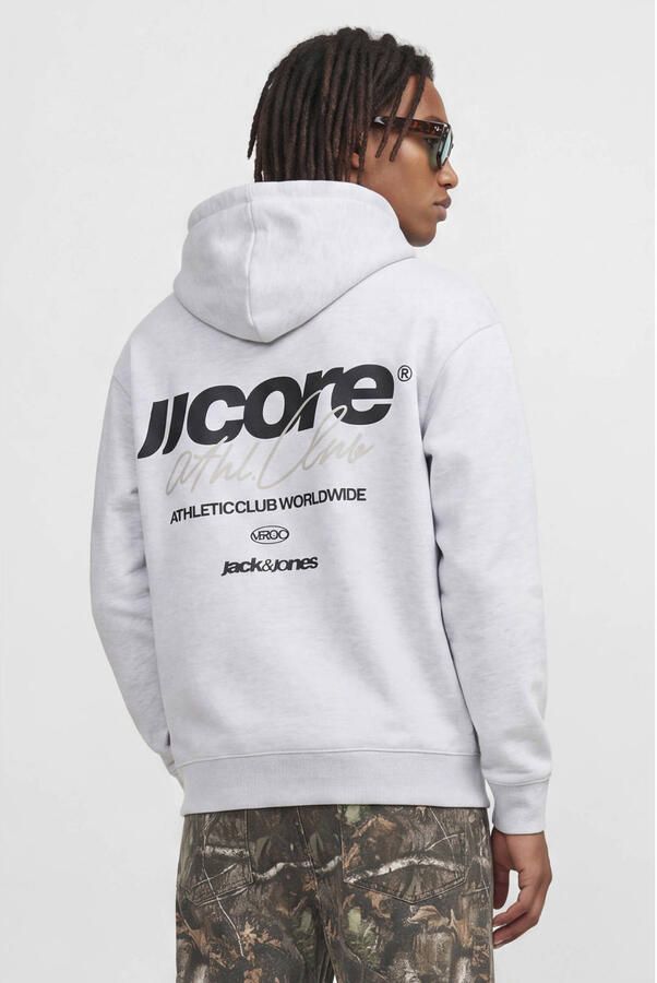 JACK & JONES CORE oversized hoodie met backprint lichtgrijs - Foto 2