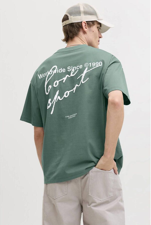 JACK & JONES CORE oversized T-shirt met backprint groen - Foto 3