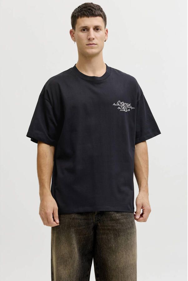 JACK & JONES CORE oversized T-shirt met backprint zwart