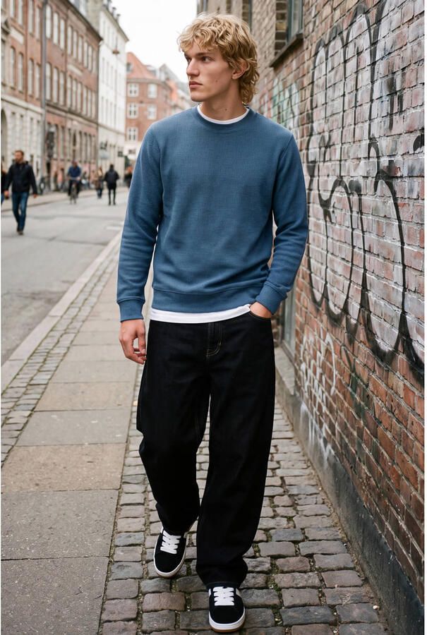 Jack & jones Core Fusion Waffle Brand Crew Sweater Heren - Foto 2