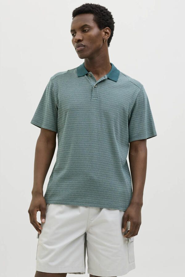 JACK & JONES CORE regular polo met ingebreid patroon groen - Foto 3