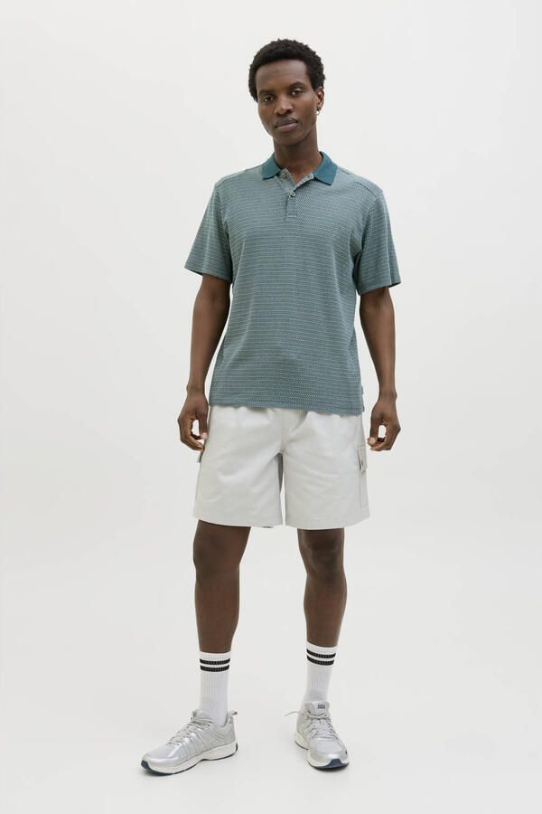 JACK & JONES CORE regular polo met ingebreid patroon groen - Foto 2