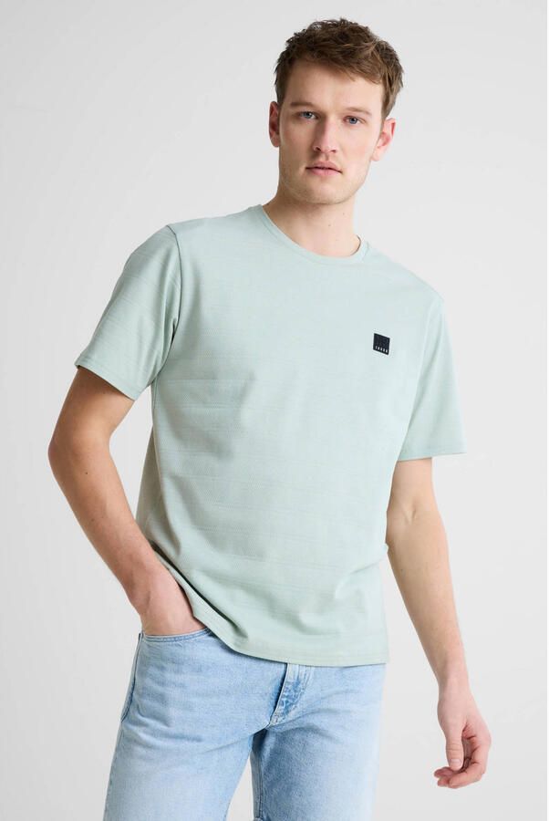 JACK & JONES CORE regular T-shirt met textuur lichtgroen