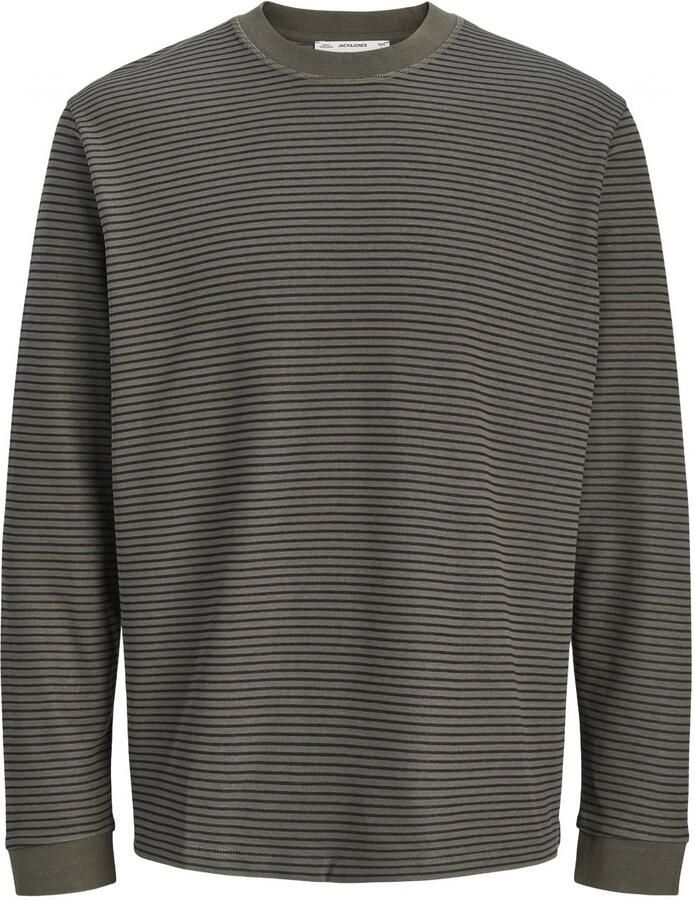 JACK & JONES CORE relaxed fit gestreepte longsleeve donkergroen