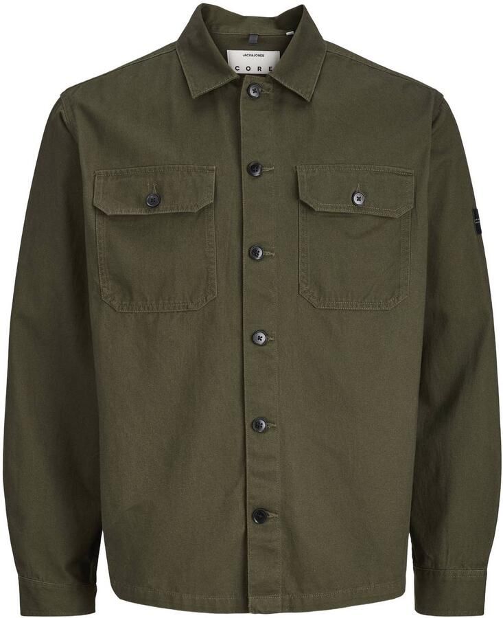 JACK & JONES CORE relaxed fit overshirt donkergroen