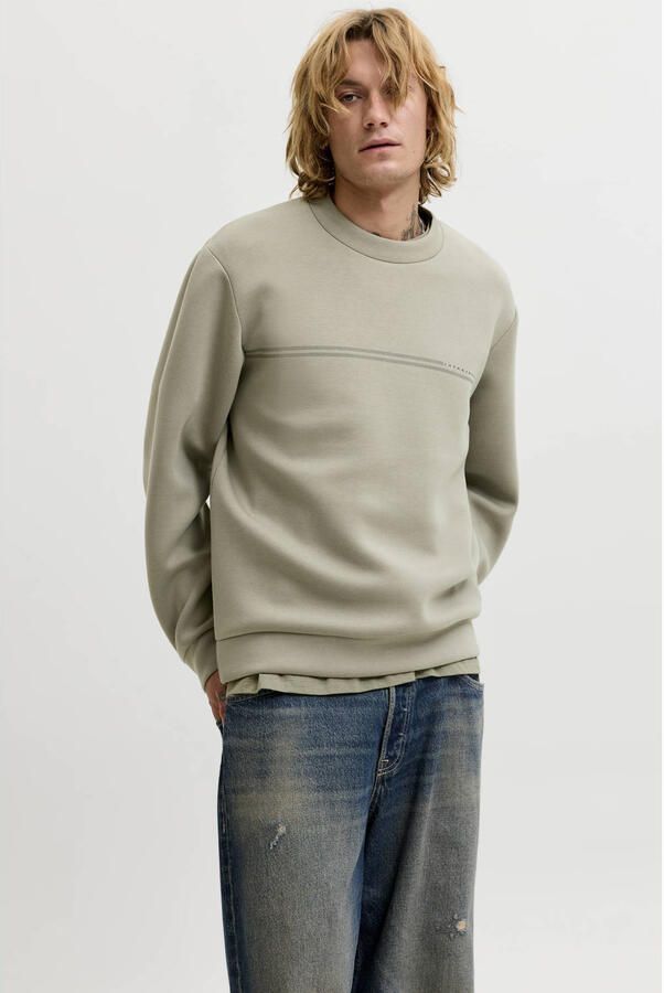 JACK & JONES CORE relaxed fit sweater met print groen