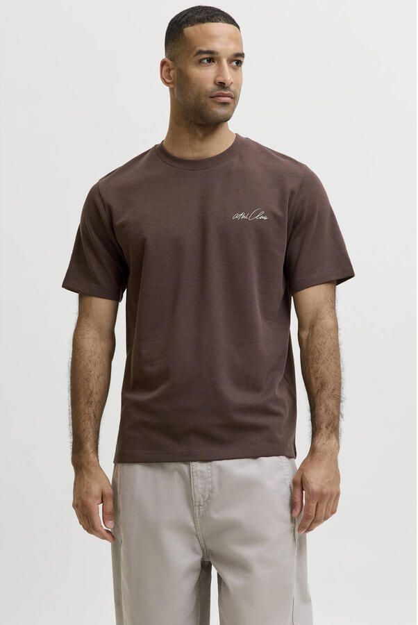 JACK & JONES CORE relaxed fit T-shirt met backprint java