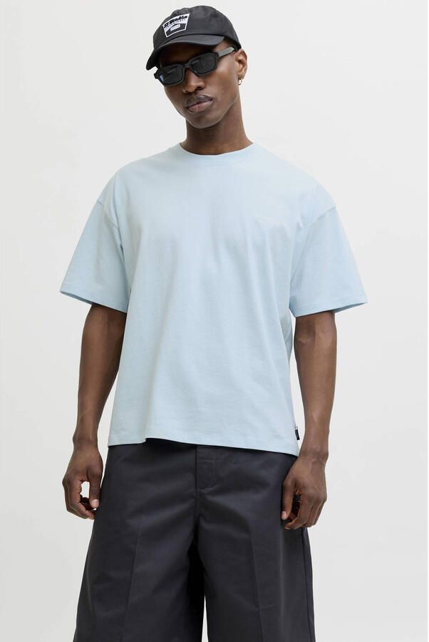JACK & JONES CORE relaxed T-shirt met backprint lichtblauw